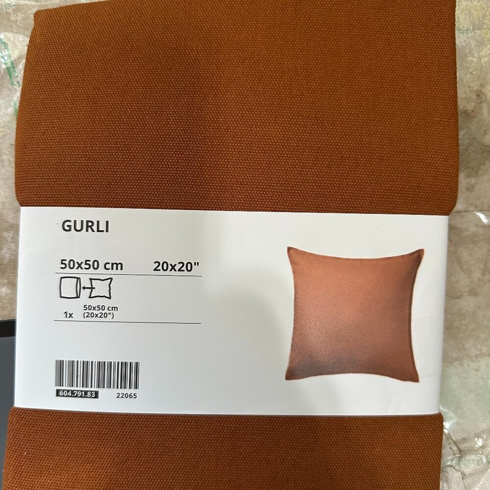 New Ikea Majbraken Gurli Cushion Cover Brown Orange 20" x 20" 50x50 cm Cotton